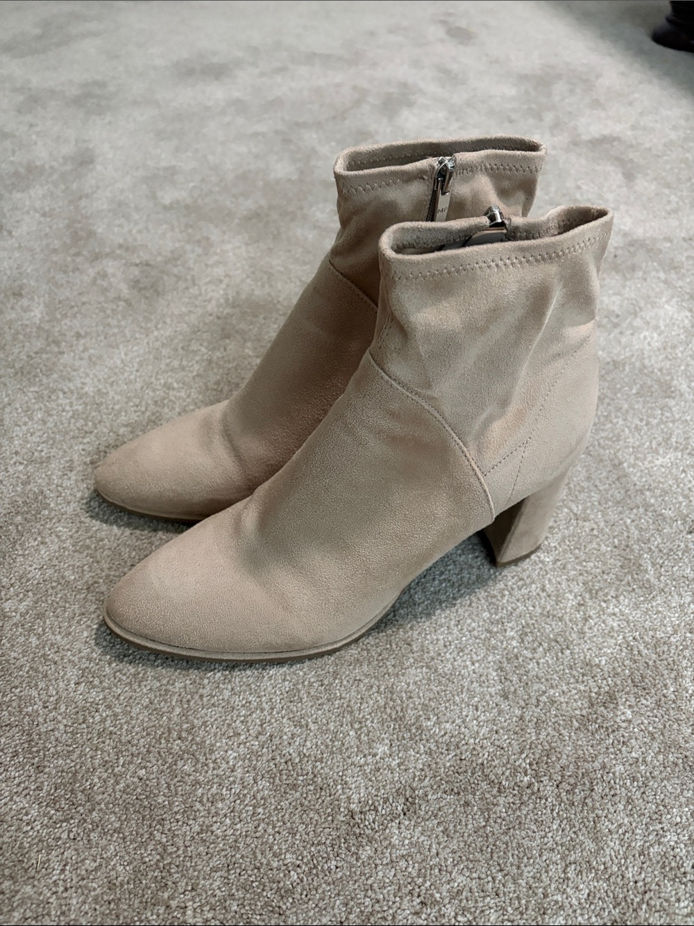 Marc Fisher Taupe/beige suede-look ankle boot